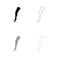 Beauty leg set black white icon . vector