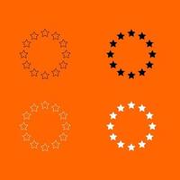 Stars in circle black and white color set icon . vector