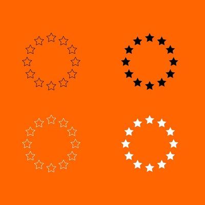 Stars in circle black and white color set icon .