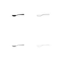 Spoon set black white icon . vector