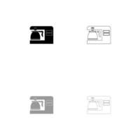 Coffeemaker coffee machine set black white icon . vector