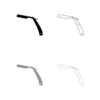 Straight razor set black white icon . vector