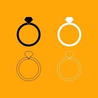 Ring set black and white icon . vector