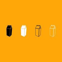 Package for milk black and white set icon. vector