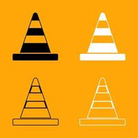 Road cone black and white set icon. vector