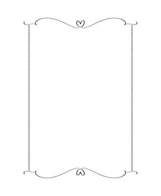 Calligraphy rectangular vector ornamental frame with heart. Valentine Day decorative ornament for decoration, design of wedding invitation, love romantic greeting card