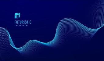 Abstract 3D movement of sound dynamic background with copy space. Technology green blue particles wavy line pattern design. Modern futuristic concept. Vector illustration