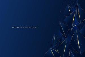 Abstract low polygonal pattern luxury golden line with dark navy blue template background with copy space. Luxury and elegant. Premium style for poster, cover, print, artwork. Vector illustration