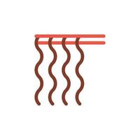 palillos rojos que sostienen el icono del vector de fideos soba. fideos en la ilustración de palillos para el menú del restaurante o el sitio web de entrega. símbolo de estilo de línea delgada aislado