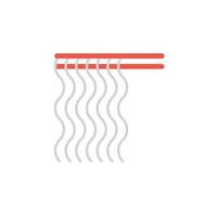 Red chopsticks holding glass noodles vector icon. Noodles on chopsticks illustration for restaurant menu or delivery website. Thin line style symbol isolated