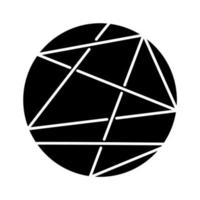 Round figure glyph icon. Circle crossed with lines. Lines enclosed in sphere. Geometric figure. Abstract shape. Isometric form. Silhouette symbol. Negative space. Vector isolated illustration