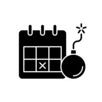 Meeting deadline black glyph icon vector