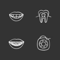 conjunto de iconos de tiza de odontología vector