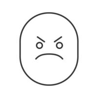 Angry smile linear icon. Frowned face. Thin line illustration. Bad mood contour symbol. Vector isolated outline drawing