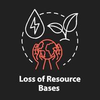 Loss of resource base chalk RGB color concept icon. Nature damage of industrial production. Ecosystem. Overconsumption idea. Vector isolated chalkboard illustration on black background