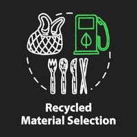 icono de concepto de color rgb de tiza de selección de material reciclado. proteccion Ambiental. eliminación de basura y reutilización. idea de productos ecológicos. ilustración de pizarra aislada vectorial sobre fondo negro vector