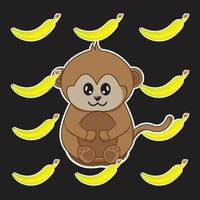 monkey vector with banana