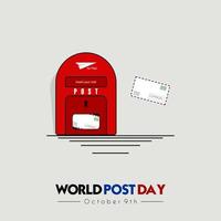 World Post Day with red post box vector