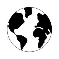 Earth globe drawing of world map, vector illustration minimalist design of minimalism. Outline, line, doodle style, icon, sketch, hand drawn on isolated white background.