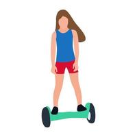 Girl skating caster board vector