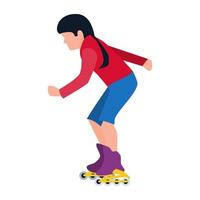 chica joven patinando vector