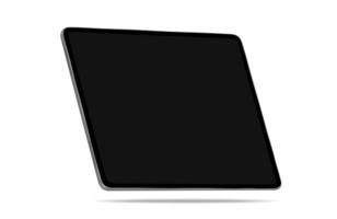 tableta negra realista con aislado sobre fondo blanco