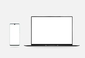 laptop and phone showing blank screen vector