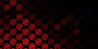 Dark Red vector background with covid-19 symbols.