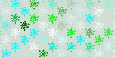 textura de vector azul claro, verde con símbolos de enfermedades.