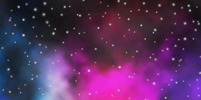 Dark Multicolor vector background with small and big stars.