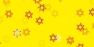 Light yellow vector pattern with coronavirus elements.