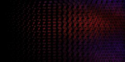 Dark Blue, Red vector background with occult symbols.