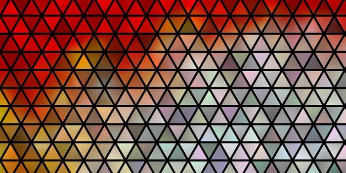 Telón de fondo de vector naranja claro con líneas, triángulos.