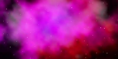 Dark Pink vector background with small and big stars.