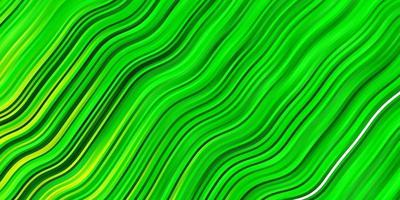 Light Green, Yellow vector pattern with curved lines.