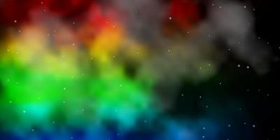 Dark Multicolor vector background with small and big stars.