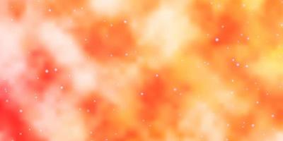 Light Orange vector background with colorful stars.