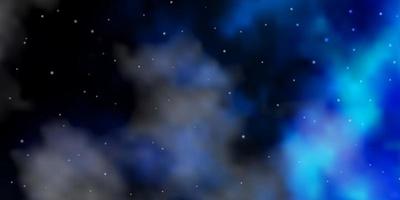 Dark BLUE vector background with small and big stars.