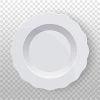 White plate with a wavy edge. Clean tableware for the kitchen. Porcelain. Vector template for food display. Top view.