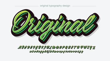 fuente de letras cursivas modernas 3d verde vector