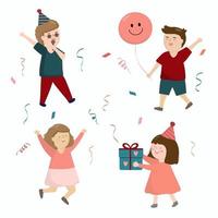 Cartoon character design on happy and having a party cheering. vector