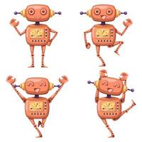 Set of android character robot cartoon style futuristic machine for industrial use. vector