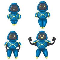 Set of android character robot toy cartoon style futuristic machine for home use. vector