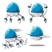 Set of android character robot cartoon style futuristic machine for industrial use. vector