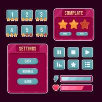 Button set designed game user interface GUI for video games, computers. vector