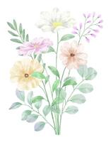 A set of flowers painted in watercolor for designer work create vector