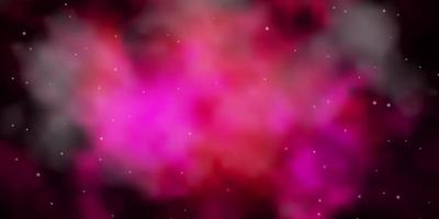 Dark Pink vector pattern with abstract stars.