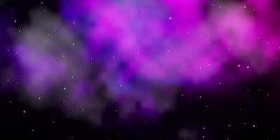 Dark Purple vector background with colorful stars.