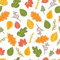 Autumn leaves seamless pattern. Hand drawn vector illustration