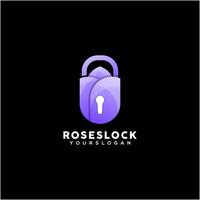 plantilla de diseño de logotipo colorido de bloqueo de rosas vector